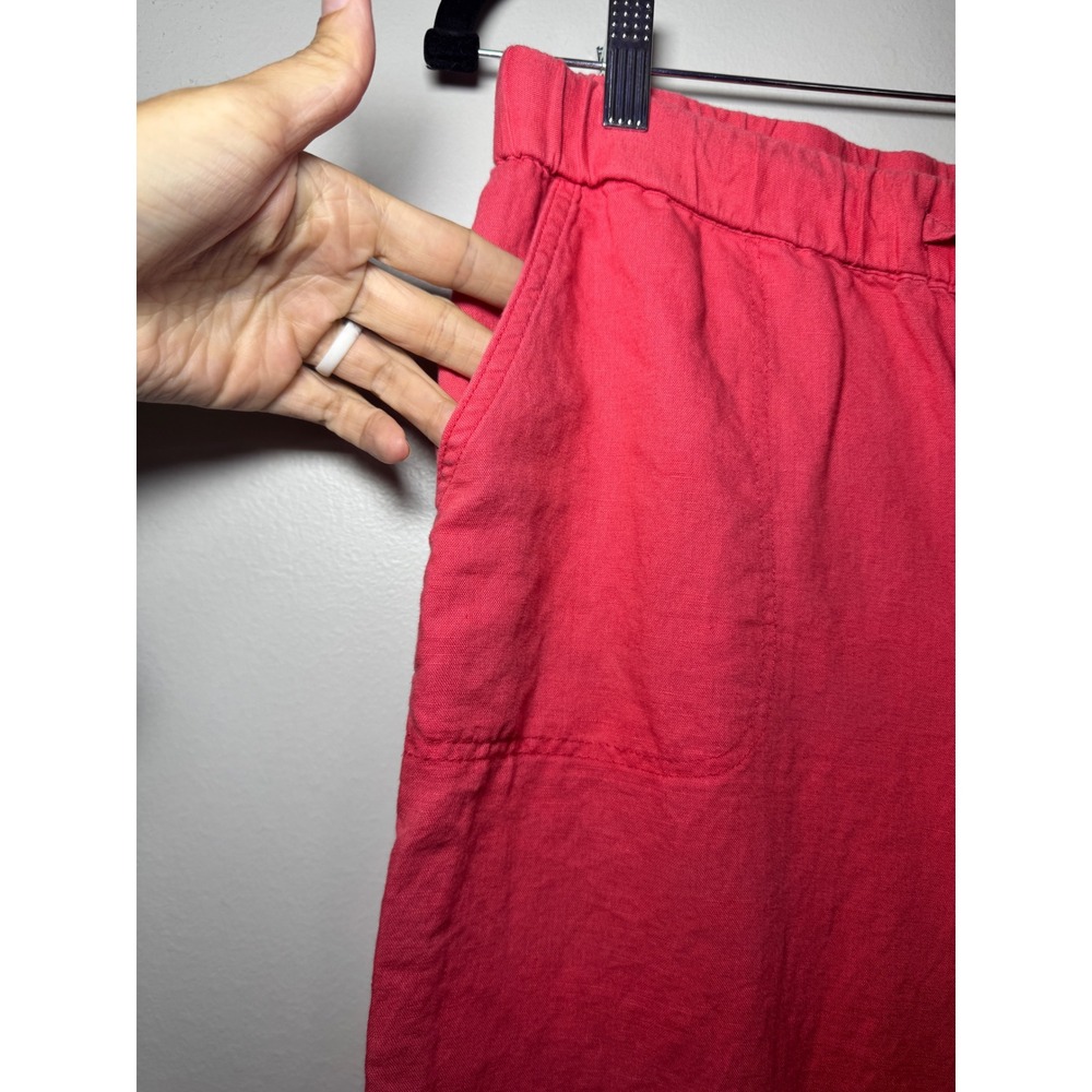 Liz Claiborne Pink Linen Blend Elastic Waist Drawstring Straight Leg Pants Small - Picture 3 of 8